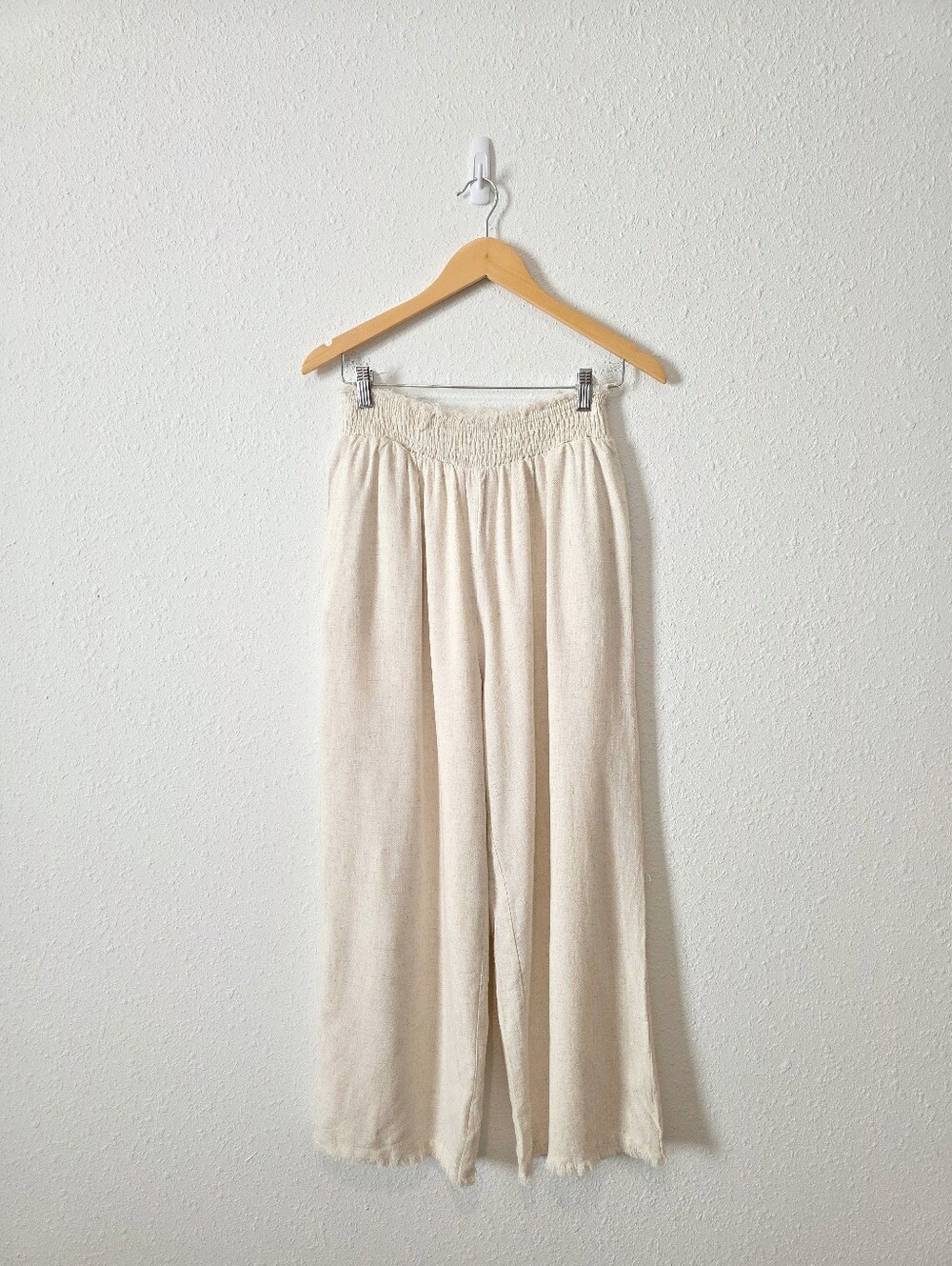 Solai Oat Linen Blend Crop Wide Leg Pants M